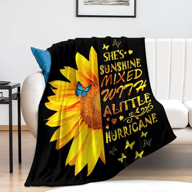 Sunflower Blanket Beautiful Sunflowers Throw Blanket Soft Flannel Lightweight Blanket Gifts for Women Kids Adults 50x40