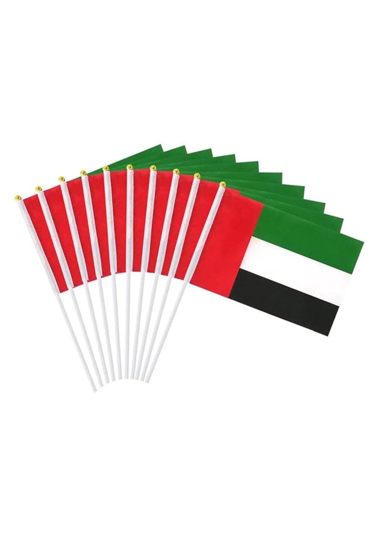 Yuwell - 12 Pieces UAE Flag For National Day Celebration Hand Waving Desk Flags 14X21CM - Image 1