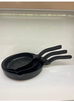 OMS 3 Piece Cast Iron Pan Set Black 3738  - Image 1