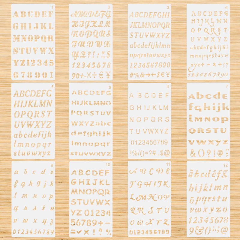 EupHHonycs 12 PCS Small Letter Stencils 1/2 Inch for Painting, Letter and Number Stencils for Painting, Stencils for Scrapbooking Letters, Plastic Alphabet Stencils for Journal Notebook DIY Craft Projects - Image 1