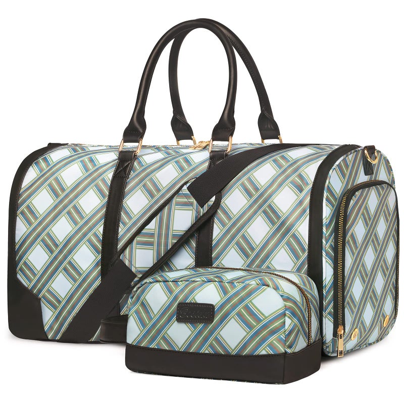 Bosidu 2Pcs Weekender Bags for Women with Toiletry Bag Shoe Compartment Cheap Overnight Bag Carry on Tote Duffle Bag for Travel Clearance Flight Approved, Green - Image 1