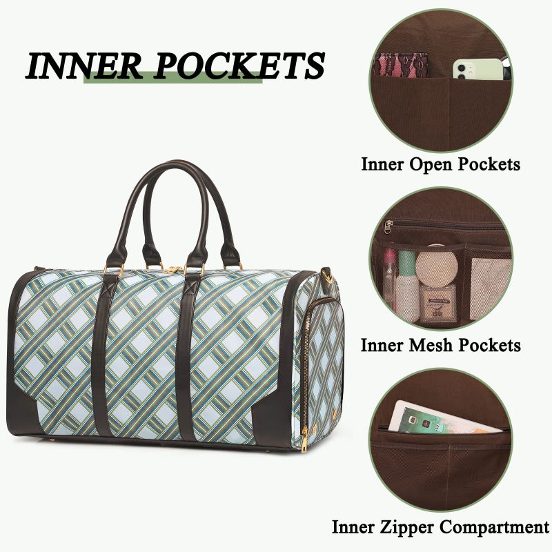 Bosidu 2Pcs Weekender Bags for Women with Toiletry Bag Shoe Compartment Cheap Overnight Bag Carry on Tote Duffle Bag for Travel Clearance Flight Approved, Green - Image 4