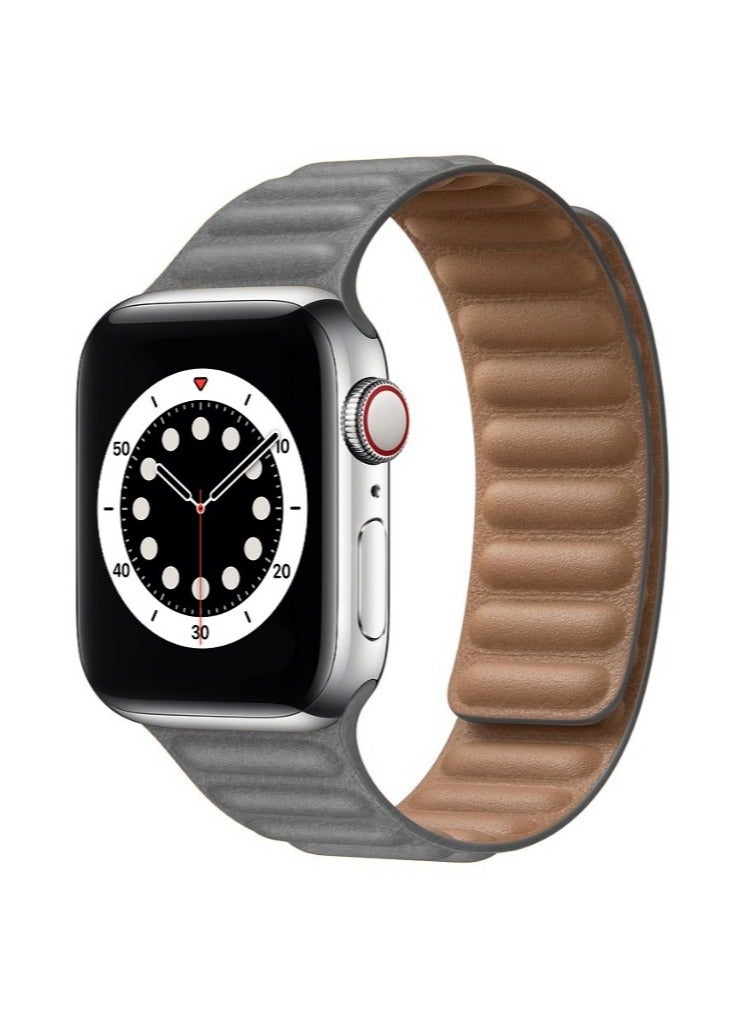 Compatible with Apple Watch Band 45mm 44mm 42mm, Genuine Leather Watch Strap Replacement for Apple Watch Series 7/6/5/4/SE/3/2/1 iWatch - Image 1