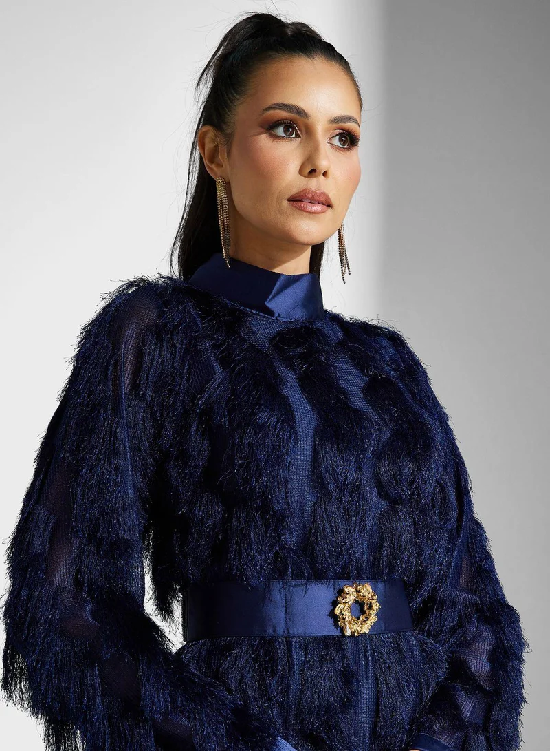 Golden Apple Fringe Belted Dress