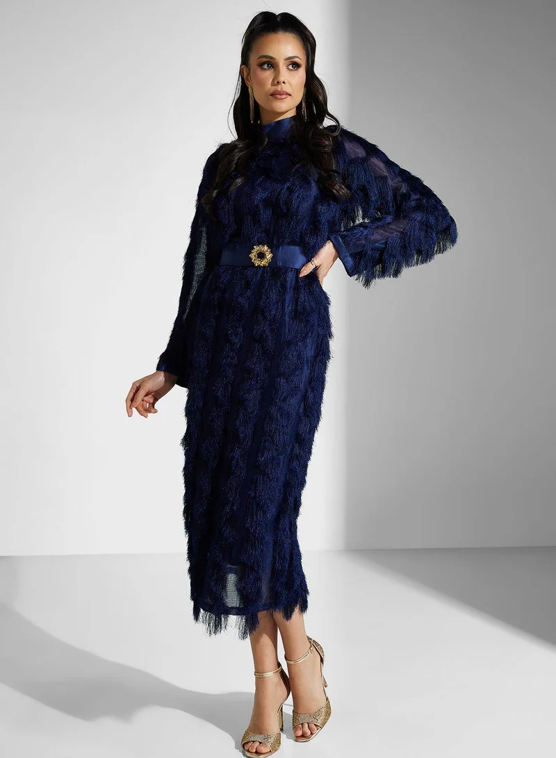 Golden Apple Fringe Belted Dress
