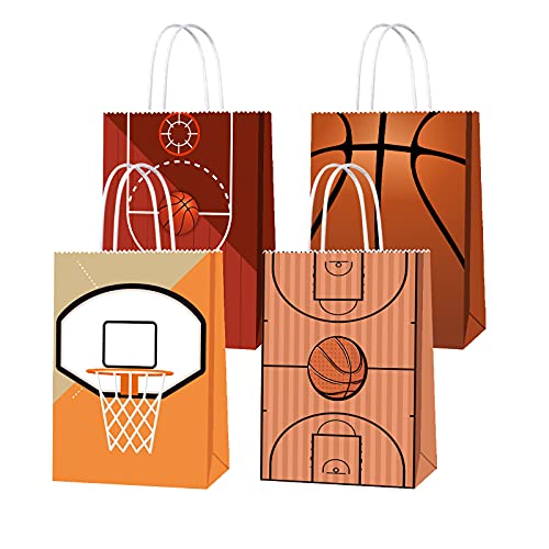 BQK 16 PCS Basketball Gift Bags with Handles for Basketball Birthday Party Supplies Basketball Party Favor Bags Candy Treats Bags Basketball Goodie Bags for Kids Boys Girls - Image 1