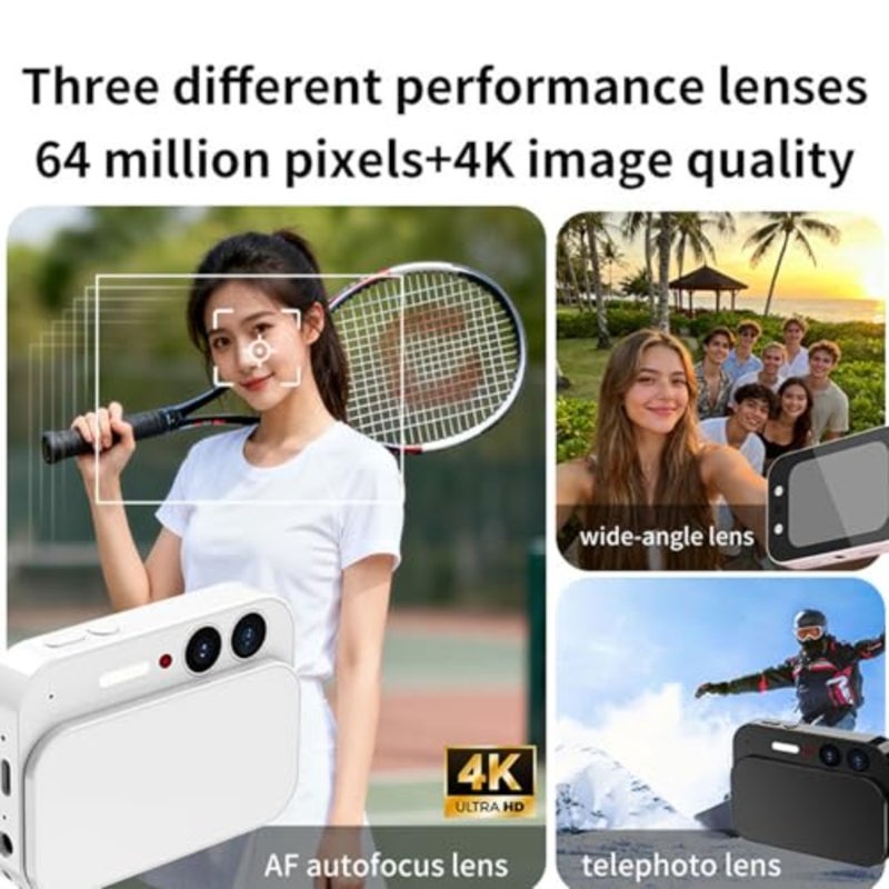 4K 64MP CCD Autofocus Digital Camera, Sliding Cover Camera, Anti Shake Compact, Compact Travel Point Shoot for Teens Beginner - Image 5