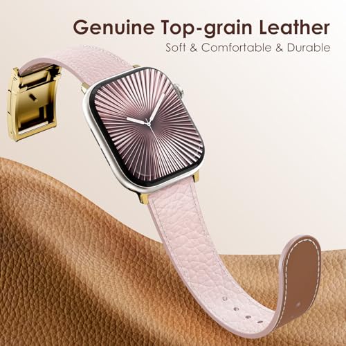 CHANCHY Leather Magnetic Watch Band Compatible with Apple Watch Bands 40mm 38mm 41mm 42mm 44mm 45mm 46mm, Top Grain Leather Dressy Band for Women Men iWatch Ultra SE3 Series 11/10/9/8/7/6/5/4/3/2/1 - Image 4