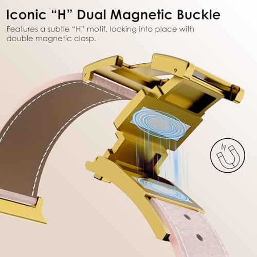 CHANCHY Leather Magnetic Watch Band Compatible with Apple Watch Bands 40mm 38mm 41mm 42mm 44mm 45mm 46mm, Top Grain Leather Dressy Band for Women Men iWatch Ultra SE3 Series 11/10/9/8/7/6/5/4/3/2/1 - Image 3
