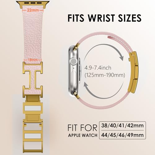 CHANCHY Leather Magnetic Watch Band Compatible with Apple Watch Bands 40mm 38mm 41mm 42mm 44mm 45mm 46mm, Top Grain Leather Dressy Band for Women Men iWatch Ultra SE3 Series 11/10/9/8/7/6/5/4/3/2/1 - Image 5