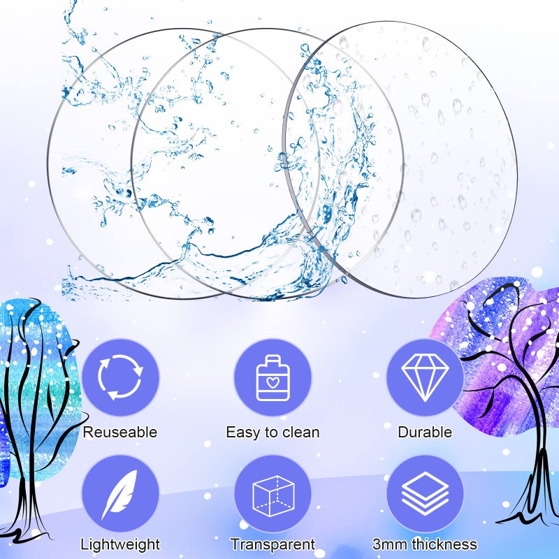 Zonon 60 Pieces Transparent Acrylic Circle Discs Thick Round Acrylic Sheets Blanks Clear Round Ornaments for DIY Projects and Crafts(2 Inch) - Image 3