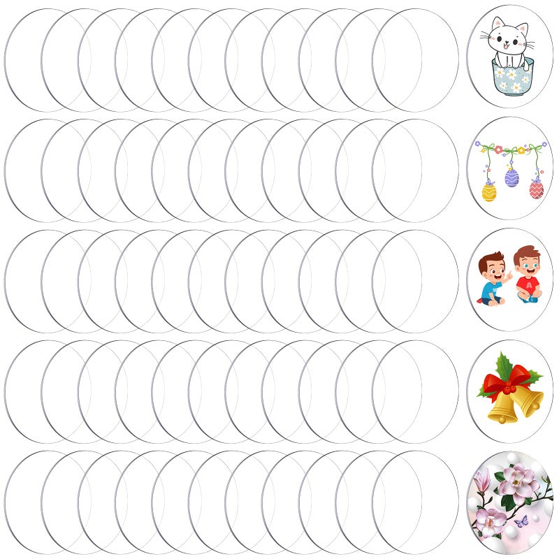 Zonon 60 Pieces Transparent Acrylic Circle Discs Thick Round Acrylic Sheets Blanks Clear Round Ornaments for DIY Projects and Crafts(2 Inch) - Image 1