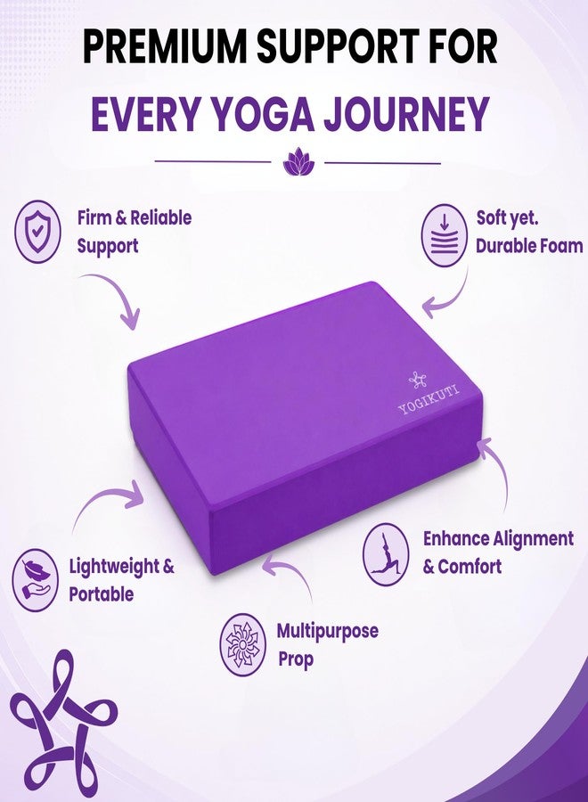 YOGIKUTI مجموعة مكعبات إسفنجية نصفية لوضعية الوقوف على الكتفين من يوجيكوتي (قطعتان) | مكعبات دعم يوغا إينغار لوضعية سارفانجاسانا | دعم الرقبة والكتفين | دعامة يوغا إسفنجية عالية الكثافة للمحاذاة والوضعيات المقلوبة (بنفسجي، مجموعة من قطعتين) - Image 5