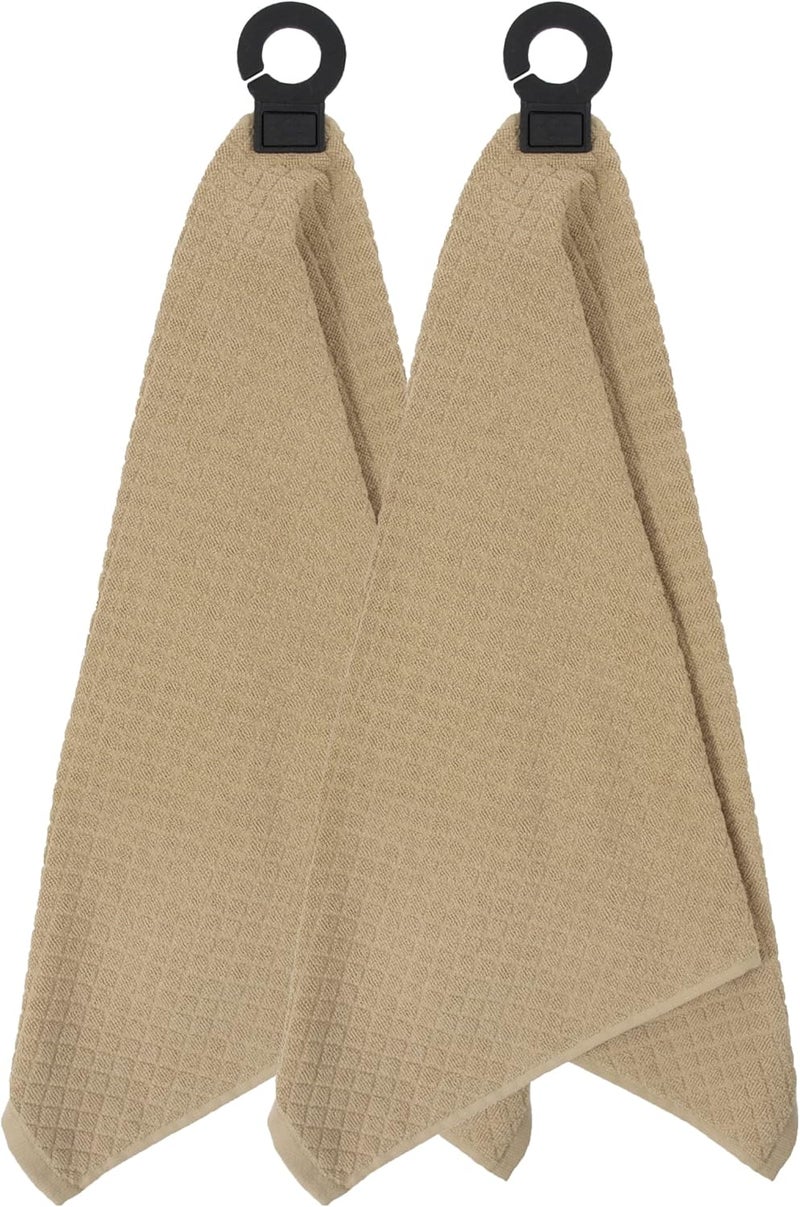 Ritz Premium Hook and Hang Towel, (2-Pack), 18" x 28", Long-Lasting Durable Rubber Hook, Highly Absorbent Super Soft Hand Cloths for Kitchen, Bathroom, Laundry Room, Biscotti - Image 2