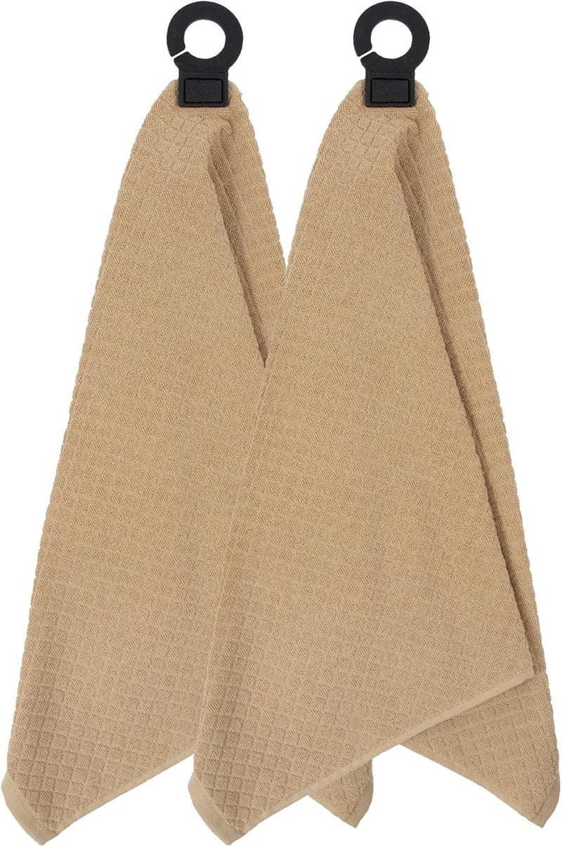 Ritz Premium Hook and Hang Towel, (2-Pack), 18" x 28", Long-Lasting Durable Rubber Hook, Highly Absorbent Super Soft Hand Cloths for Kitchen, Bathroom, Laundry Room, Biscotti - Image 1