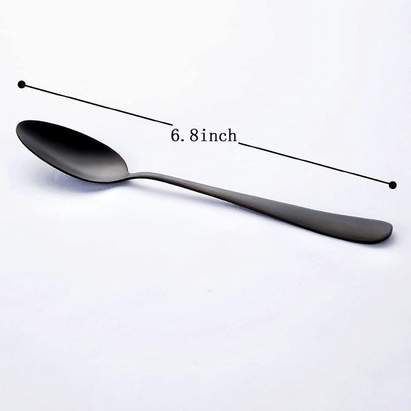 Seeshine Matte Black Dessert Spoon, 6.8-inch Stainless Steel Black Teaspoon, Suitable for Family, Kitchen, Restaurant, Set of 12, Dishwasher Safe - Image 4