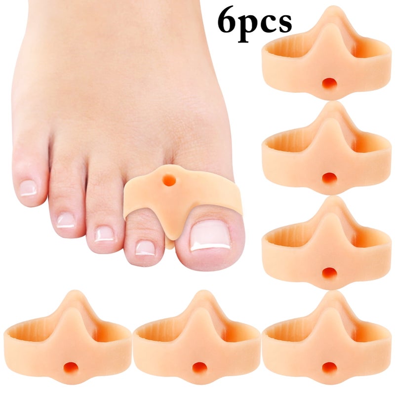 Silicone Hallux Orthotic Set (6 Pack) Beige Toe Separator for correcting curved overlapping toes - Image 1