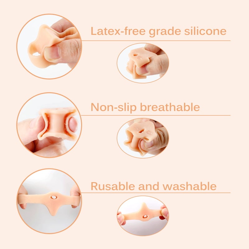 Silicone Hallux Orthotic Set (6 Pack) Beige Toe Separator for correcting curved overlapping toes - Image 4