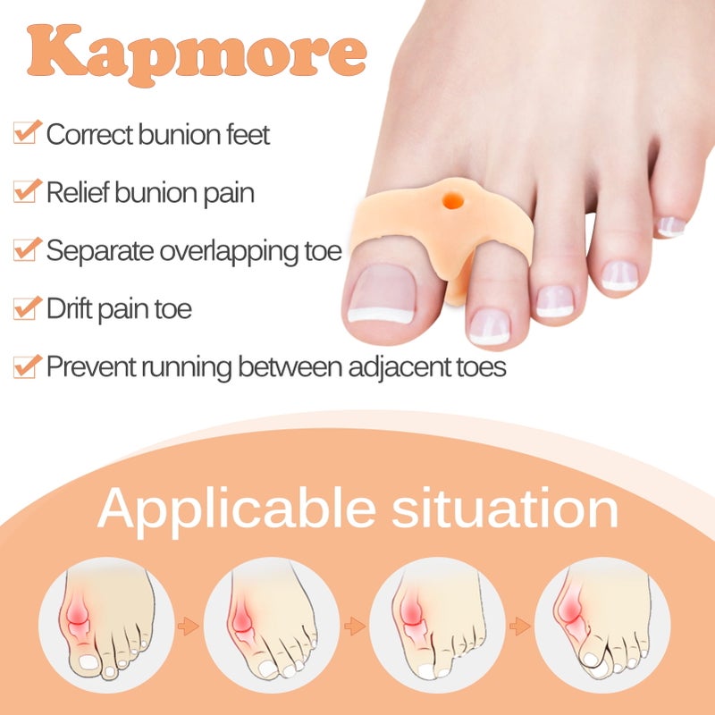 Silicone Hallux Orthotic Set (6 Pack) Beige Toe Separator for correcting curved overlapping toes - Image 2
