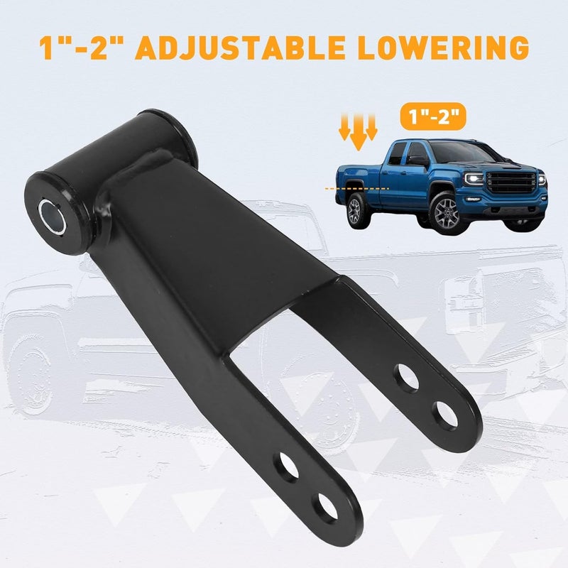 ECOTRIC 2" Rear Drop Lowering Shackles Suspension Kit for Chevy Silverado/GMC Sierra 1500 & More - Image 2