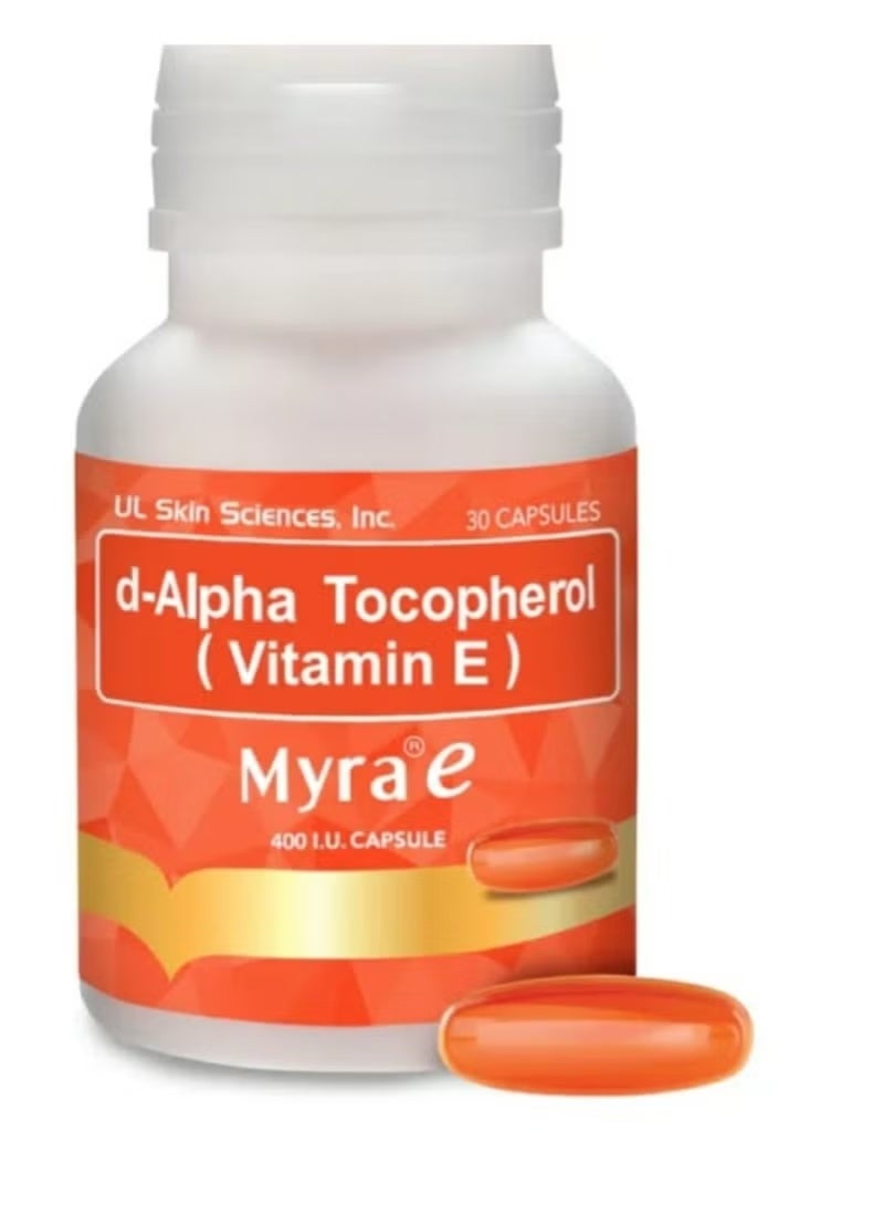 MYRA VEDA LUXURY ESSENTIALS d-Alpha Tocopherol Vitamin E Myra e 400 I.U.30CAPSULE - Image 2