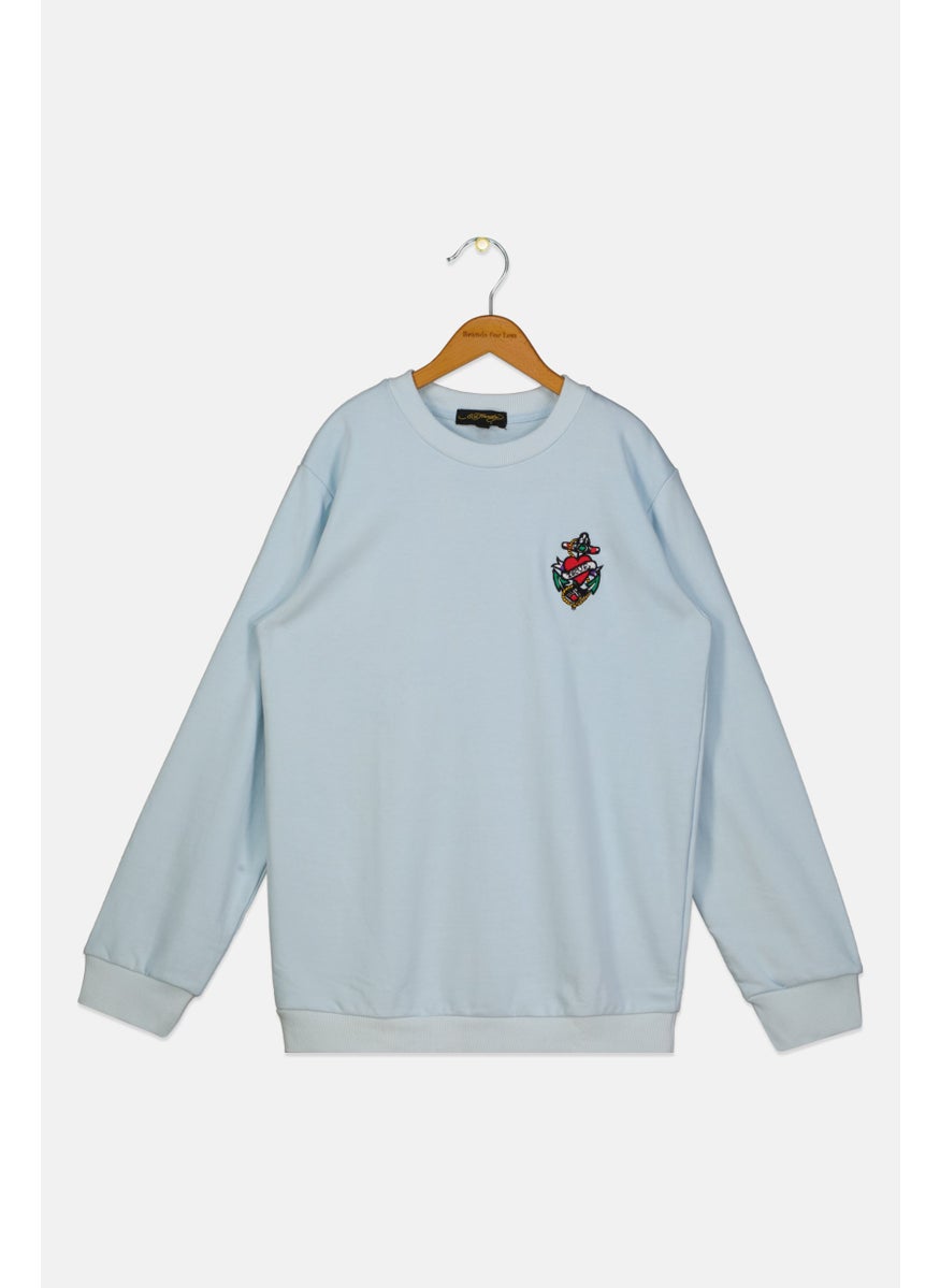 Kids Boy Crew Neck Embroidered Long Sleeves Sweatshirt, Light Blue - pzsku/ZF78E2A0C251DCAD1AB50Z/45/_/1737643027/953cff04-f631-4356-9796-ea832208dafc