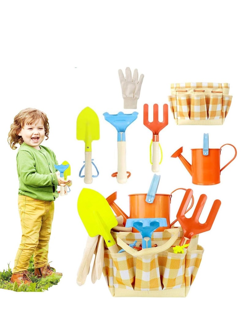 7PcsKids Garden Outdoor Tool Set for Gardening Game for Children Shovel Rake Rigus Can Toys with Beach Storage Bag Gifts - Image 1