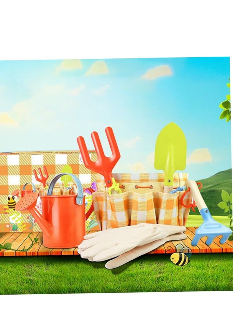 7PcsKids Garden Outdoor Tool Set for Gardening Game for Children Shovel Rake Rigus Can Toys with Beach Storage Bag Gifts - Image 4