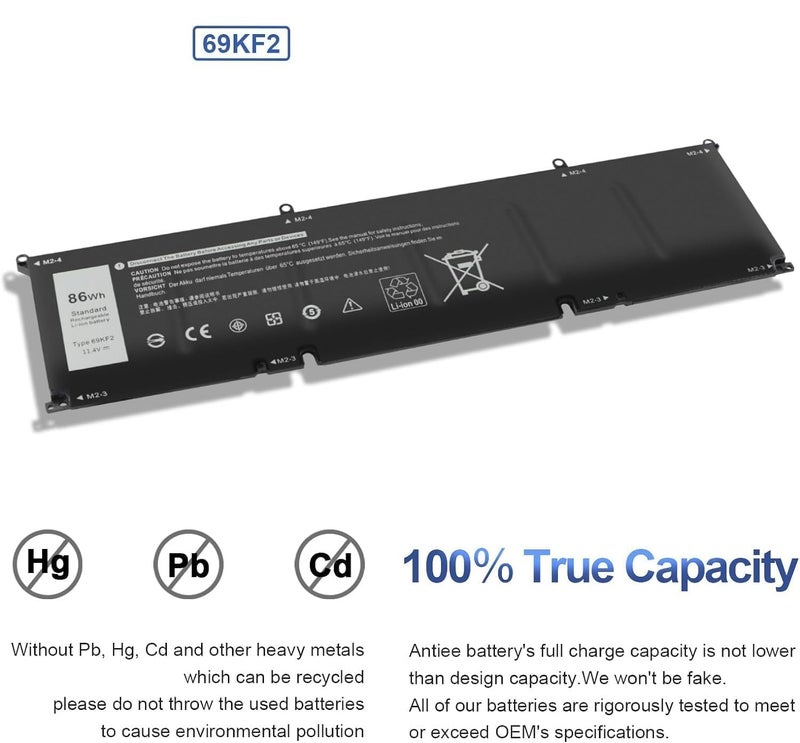 WISTAR 69kf2 Laptop Battery Compatible for DELL XPS 15 9500 9510 G15 5510 5511 5520 5521 5515 M15 R3 R4 R5 R6 R7 M17 R3 R4 Series Notebook 8fctc 11.4V 716 86wh 6-Cell Laptop Battery - Image 4