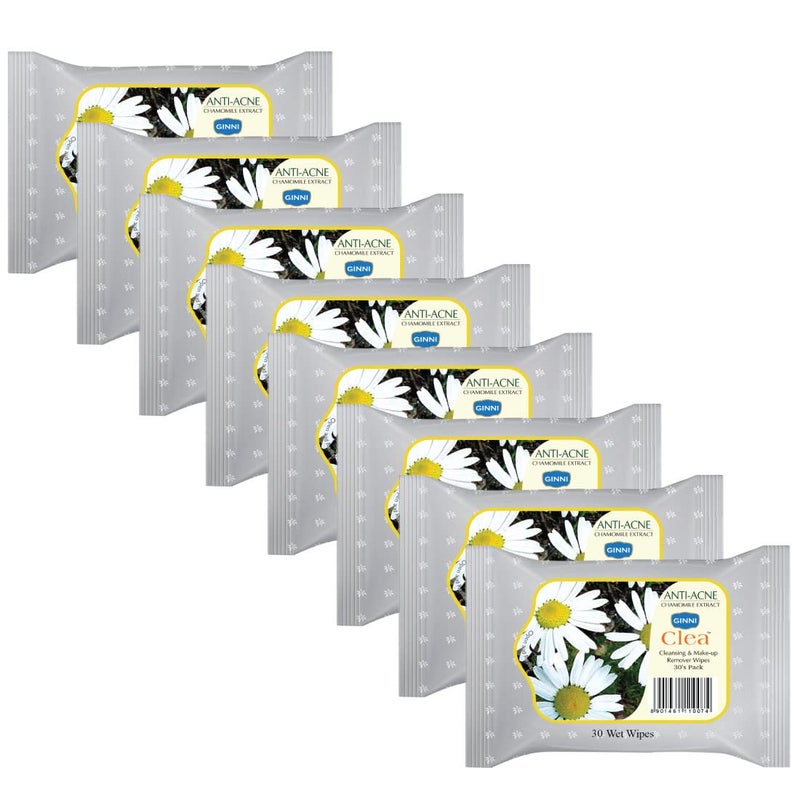 GINNI مناديل جيني كليا المبللة لإزالة المكياج 240 منديل مبلل للوجه مرطب مضاد لحب الشباب - Image 1