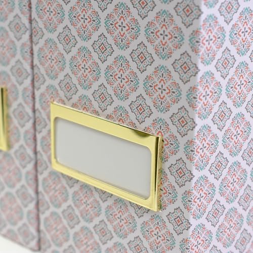 BLU MONACO Foldable Magazine File Holder Set of 4 Moroccan Tile Cardboard Organizers Vertical Desk and Shelf Storage for Home Office Dorm Decorative File Boxes - Image 3