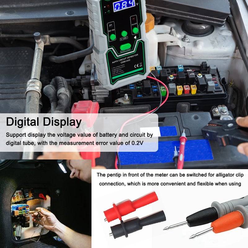 Circuit Detector 0-100VDC Measurement Range Digital Display 0.2V Error - Polarity Indicator LED Lights Buzzer Alarm Maintenance Tool for Transport Machinery Dim Light Environments - Image 2