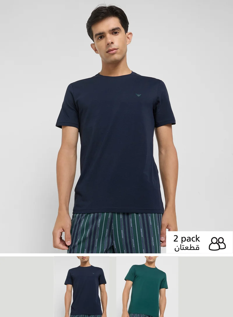امبوريو ارماني 2 Pack Of Logo Crew Neck T-Shirt