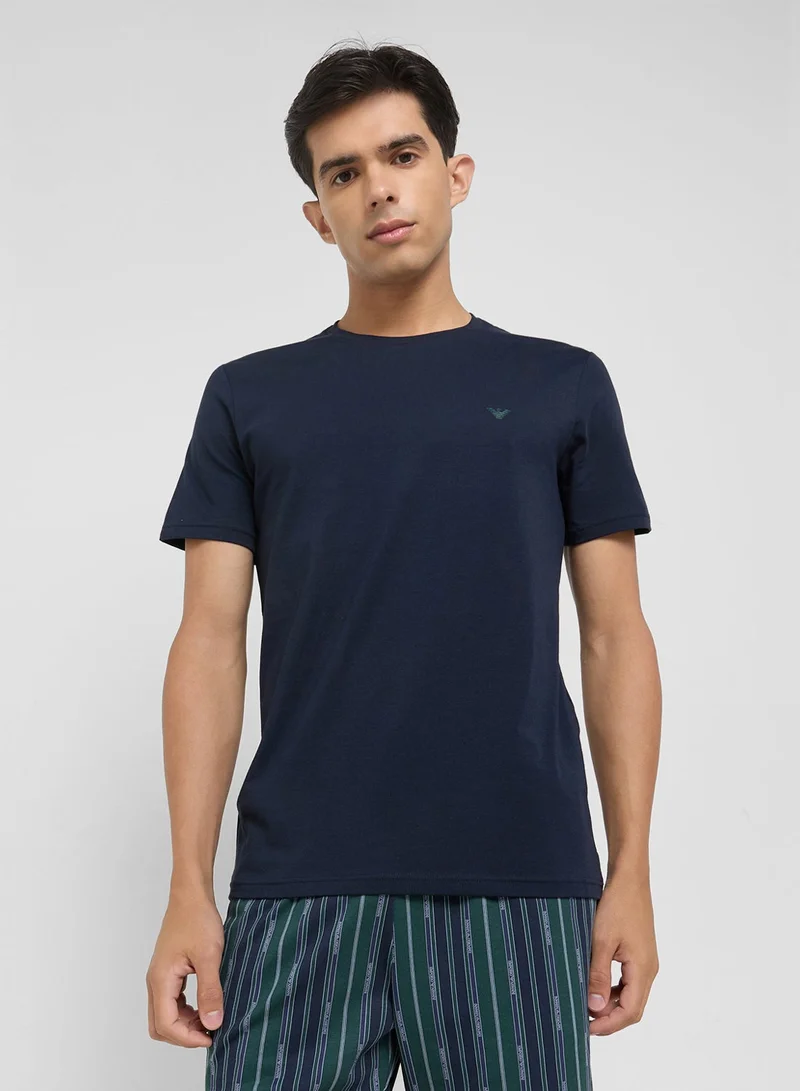 امبوريو ارماني تيشيرتات بشعار بياقة دائرية - عبوة من قطعتين