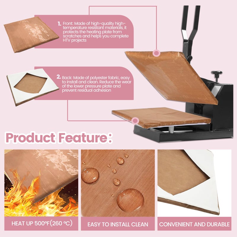 DNSGOOR Sublimation Shirts Tool Kits for Vinyl Alignment with 2 Pcs Heat Press Platen Wrap Cover 15 x 15 Inch for Cricut Heat Press HTV Vinyl Center Designs,Craft Sewing Accessories - Image 5