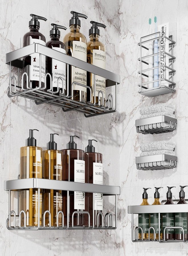 Veken Shower Caddy 6-Pack, Family Choice Award Winner, Large Wall Mounted Shower Rack, Bathroom Shelves Over Toilet, Organizer Storage Accessories with Soap Dish&Toothbrush Holder - Image 1