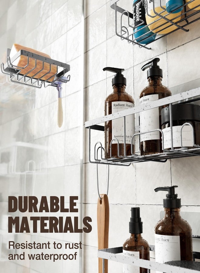 Veken Shower Caddy 6-Pack, Family Choice Award Winner, Large Wall Mounted Shower Rack, Bathroom Shelves Over Toilet, Organizer Storage Accessories with Soap Dish&Toothbrush Holder - Image 3