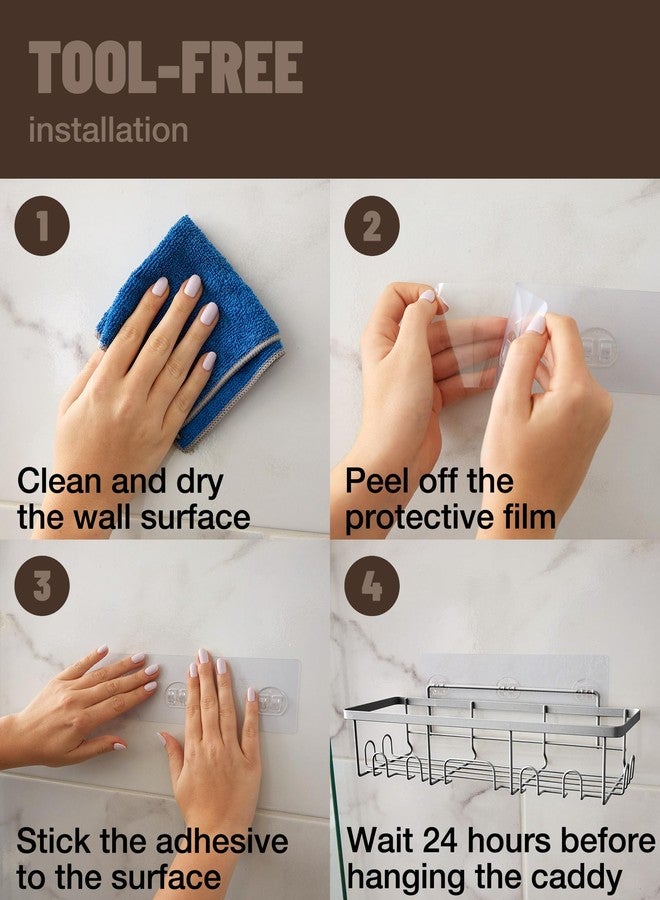 Veken Shower Caddy 6-Pack, Family Choice Award Winner, Large Wall Mounted Shower Rack, Bathroom Shelves Over Toilet, Organizer Storage Accessories with Soap Dish&Toothbrush Holder - Image 5