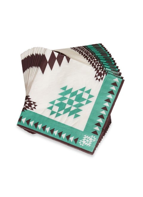 20 Pieces S All-Over Printed Napkin Pack, Multicolour - 33X33Cm