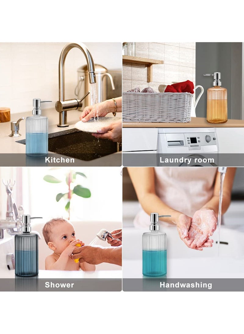 Glass Soap Dispensers, 17 Oz Versatile Lotion and Liquid Soap Dispenser with Pump for Bathroom, Countertop, Kitchen and Laundry Room