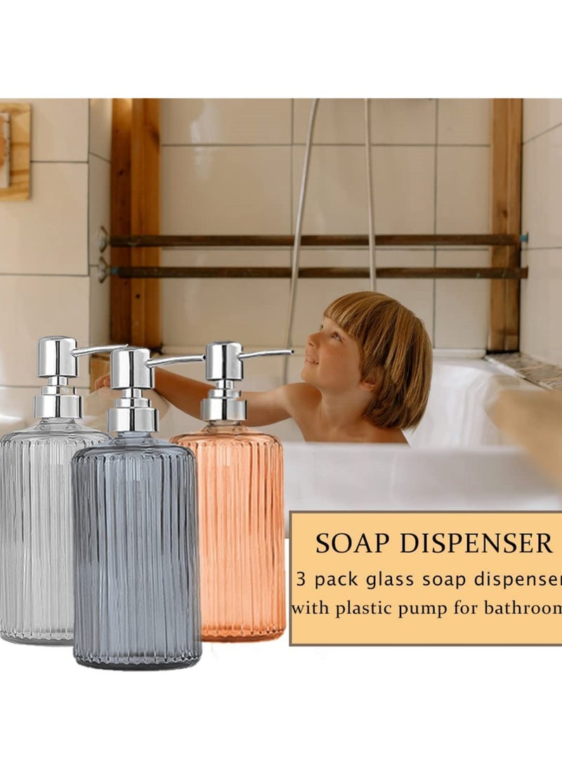 Glass Soap Dispensers, 17 Oz Versatile Lotion and Liquid Soap Dispenser with Pump for Bathroom, Countertop, Kitchen and Laundry Room