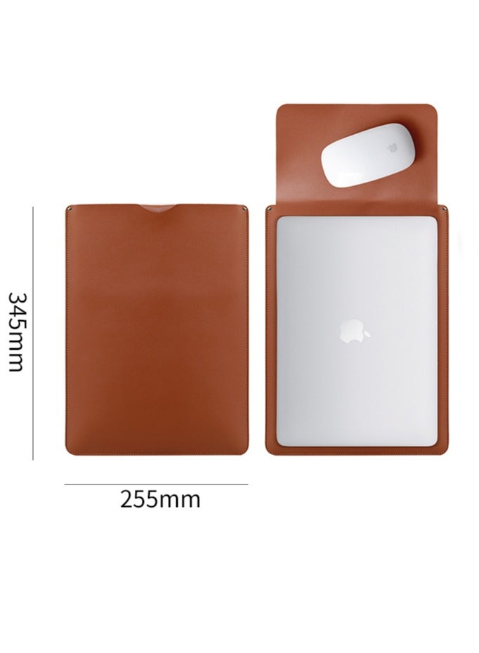 Joyelink 13-14 Inch Laptop Leather Sleeve + Pocket, Compatible with MacBook Air 13.3"/13.6" M1 M2/MacBook Pro 13 2022-2016/Dell XPS 13/Surface Pro X/8/7 /6/5/Surface 13.5" Laptop, Brown - Image 5