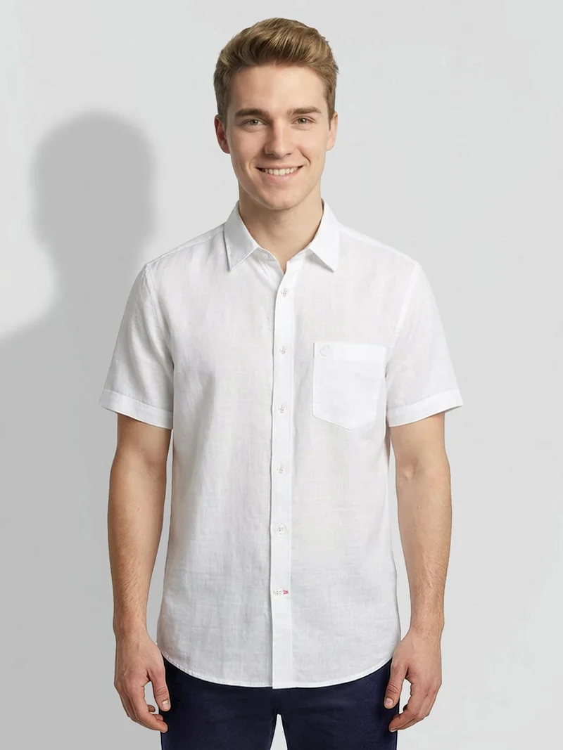 Being Human White Regular Fit Men's Short Sleeves Casual Shirts