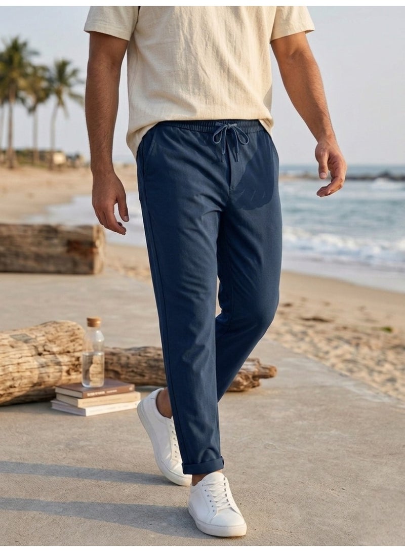 Hikes Men’s Premium Casual Pants – Soft Stretch Rayon Blend, Elastic Waist Lightweight Comfortable Trousers for Daily Wear - Image 1