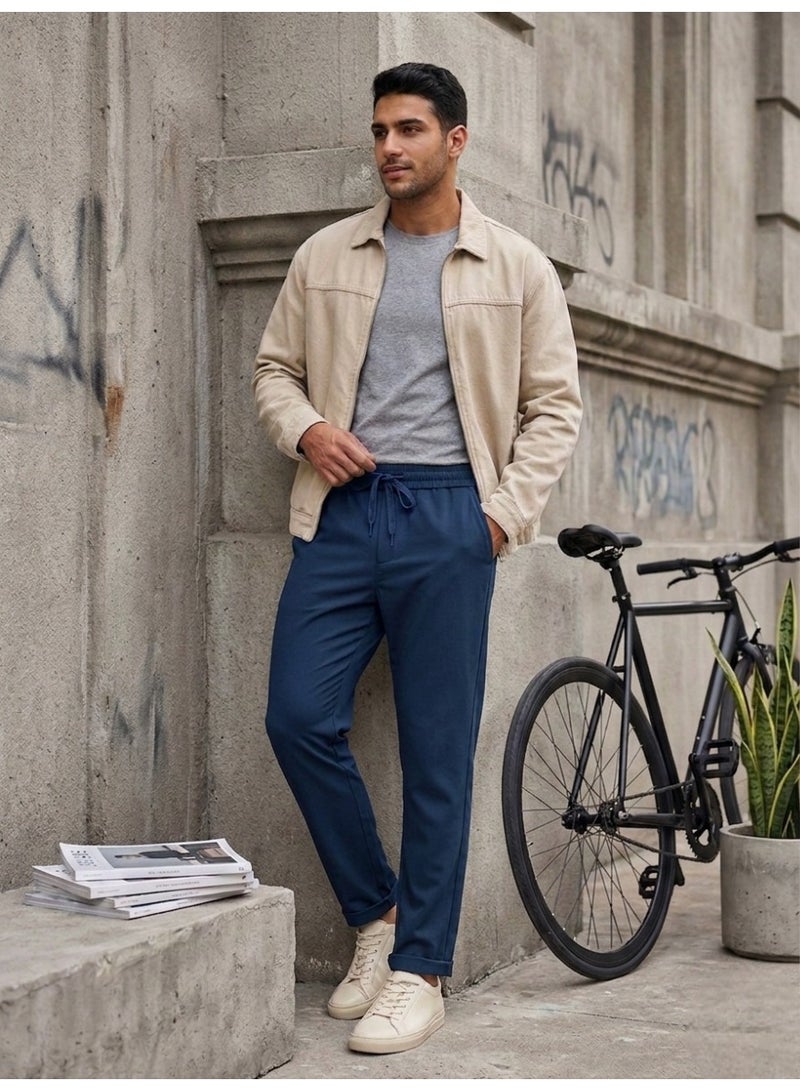 Hikes Men’s Premium Casual Pants – Soft Stretch Rayon Blend, Elastic Waist Lightweight Comfortable Trousers for Daily Wear - Image 2