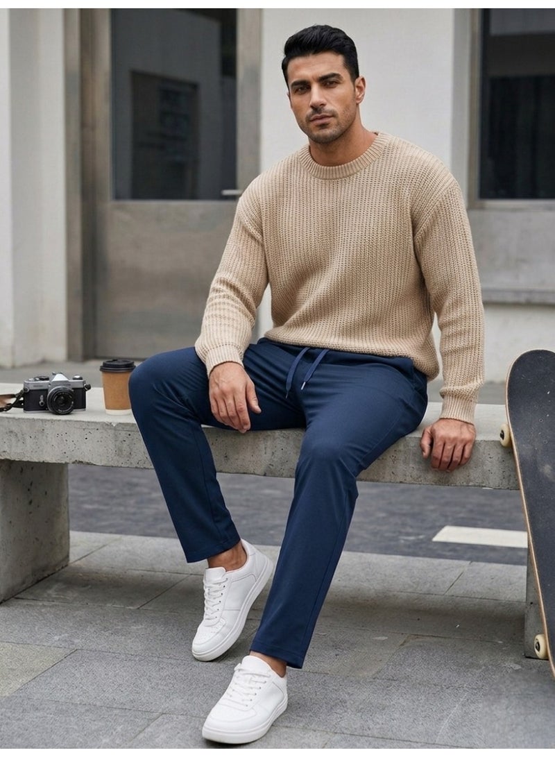 Hikes Men’s Premium Casual Pants – Soft Stretch Rayon Blend, Elastic Waist Lightweight Comfortable Trousers for Daily Wear - Image 3