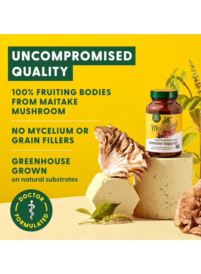 MegaFood فطر السوبر فود لدعم المناعة - تم صياغته بواسطة طبيب مع الريحان المقدس، التوت البري، وفطر الميتاكي، 60 كبسولة / 30 حصة - Image 4