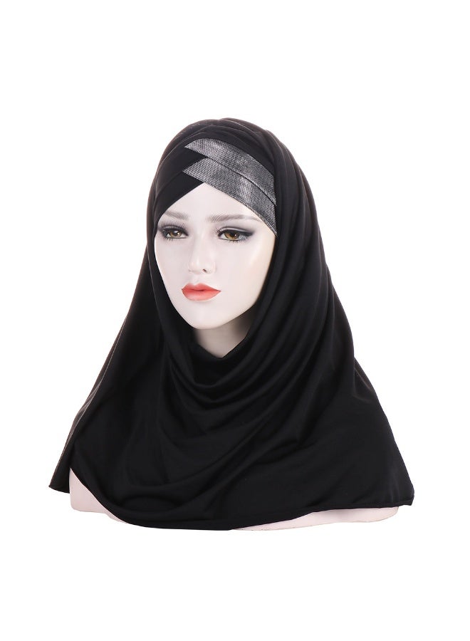 KUYING Shiny Silk Cross Scarf Hat 