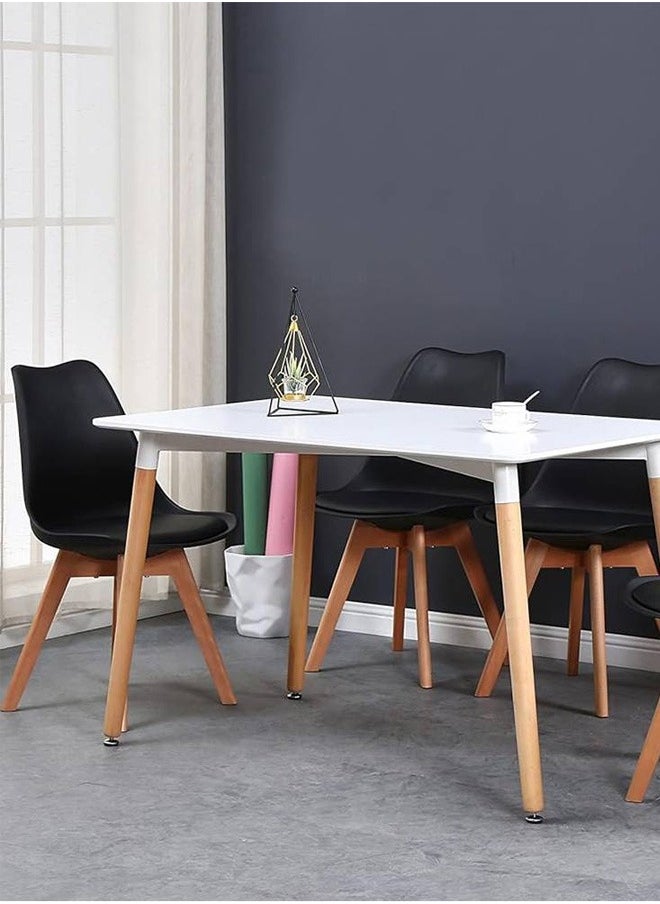 Taimi Pack of 4 Mid Century Modern Side Chair with High Back Rest, PU Leather Soft Padded Seats and Solid Wood Legs - Dining, Living Room, Kitchen, Bedroom - Shell Tulip Chair Black  - Image 4