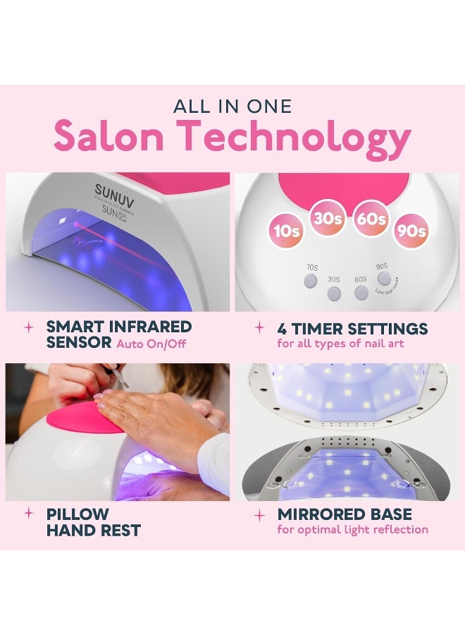 SUNUV SUN2C UV Light for Nails, UV LED Nail Lamp with 4 Timer Settings, Curing Lights Compatible with All Gel Polish Rose - Image 3
